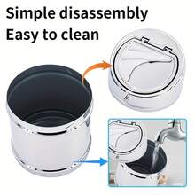 Stainless Steel Car Ashtray With One Click Pop-Up Lid, Built-In Mouthpiece And Fire Extinguisher, Stylish Metal Design, Suitable For Home, Office Or Vehicle Use, Smoking Ashtray - 1pc - View 6