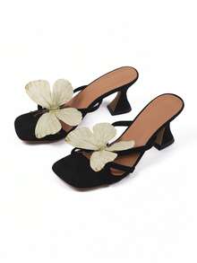 Luxe Velvet Heels With Butterfly Embellishments – Your Go-To For Evening Glam And Daytime Sophistication