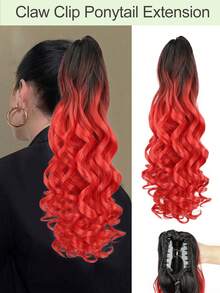 20 Inch Ultra-Soft Curly Wavy Ponytail Extension | Heat Resistant Synthetic Claw Clip For Women - Multicolor - View 16
