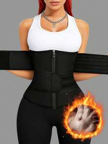 一件女士运动腰带，女士束腰带，腹部和腰部塑形紧身衣，女士束腰带，女士腰带，腹部和腰部塑形束身衣，桑拿腹部腰带，运动腰带，腹部训练工具，塑形带，运动腰带，腹部训练，紧身胸衣腰带，女士腹部控制腰带，瑜伽跑步腰带，送给朋友的礼物 - 黑色 - 查看 9