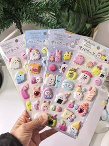 新款可爱海豹贴纸书，柔软可爱高泡EVA水钻泡泡贴纸，幽灵动物儿童可重复使用贴纸 - 彩色 - 查看 10