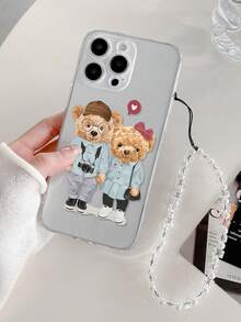 1pc Detailed Painted Thick Shockproof Protective Phone Case With Handmade Beaded Bracelet Strap, Compatible With IPhone 16/16 Pro/16 Plus/16 Pro Max, 15 Pro Max, 13, P14, P11, XS, XR, 7/8, P, 7/8 Plus, S2, A50, A12, A32, A52, A72, A51, A21S, A13, A14, S22 Ultra, S23, A33, A53, S20 FE, Redmi 11, 12 Pro, 12/12X, Note 11, 9A, 9C, Poco X3 NFC, Redmi 10, 9, Note 9, 12C, Note 11 Pro, Redmi 10C, Note 8 Pro - Multicolor - View 3