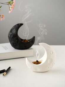 1 pieza Quemador de incienso de cerámica con forma de luna - Decoración aromática minimalista y exquisita para el hogar, la oficina, fiestas y yoga, regalo ideal para todas las ocasiones - Multicolor - Ver 7
