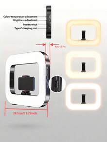Borriig 11-Inch Handheld Ring Light, Portable USB/Battery Powered RGB LED Light Panel - Over 16 Color Options, 1800mAh Battery Capacity, Rechargeable Multicolor Light, Suitable For Selfie, Photography, Videography, Indoor/Outdoor Lighting, Compact Square Design For Photography Background, Room Decor - Handheld Fill Light and 1.1-meter Tripod (tripod Optional) - View 4