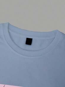 Y2K Anime Eye Print Oversized T-Shirt, Loose Fit, Premium Soft Fabric, Summer/Spring - 淺藍色 - 查看 6
