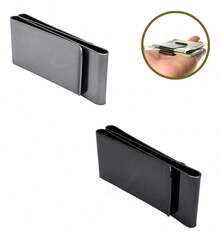 Tendencia2pzs Clip Para Billetes,3 Divisiones,tarjetero Hombre MujerCalidad premium - 1 negro y 1 plateado - Ver 1
