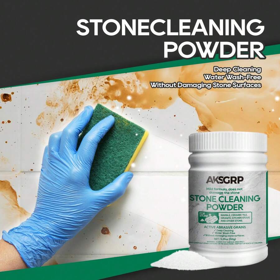 AKSGRP 150毫升强力石材清洁粉，适用于石英石/大理石/花岗岩/瓷砖表面