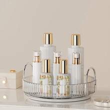 Organizador de maquillaje giratorio de 360 grados y tocador, unidad de almacenamiento de 1/2/3 niveles, caja de almacenamiento de gran capacidad para maquillaje, cuidado de la piel y perfumes, adecuada para tocador, baño y Lazy Susan, decoración de sala de maquillaje - Multicolor - Ver 11