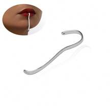 Fake Lip Cuff-Silver Stainless Cyberpunk Fake Lip Ring Non Piercing Hoop Y2k Punk Irregular Faux Jewelry Unique Teeth For Women Men Party Fashion Cosplay