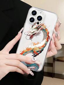 Asian Style Dragon Print TPU Phone Case With Striped Inner Anti - Drop For IPhone 17/16/15/14/13/12/11/XS MAX/XS/X/XR/7/8/7 PLUS/8 PLUS &  S25/S24/S23/S22/S21/A12 - A16/A22/A24 - A25/A33 - A35/A51 - A55/A71 - A73, Suitable For Fashion Enthusiasts - 無色 - 查看 1
