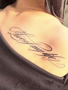 高级欧美风格个性化强力花卉英式线条手臂临时纹身贴纸，暗黑风格线条临时纹身贴纸，高级欧美风格个性化强力花卉英式线条锁骨临时纹身贴纸，高级欧美风格个性化花卉英式线条手臂临时纹身贴纸 - 彩色 - 查看 8