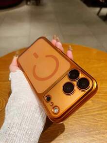 全新奢华哑光磁吸手机壳，兼容 17/16/15/14/13 Pro Max，半透明带镜头保护膜，瞬间升级至 17 系列 - 橘色 - 查看 4