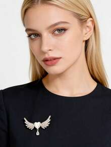 1 chiếc ghim cài áo hình cánh thiên thần màu trắng hình trái tim thời trang, đa năng với đá lấp lánh, có thể dùng làm phụ kiện cho quần áo, túi xách, khăn quàng cổ, thanh lịch và dễ thương, có thể tự làm thành vòng cổ, phù hợp cho phụ nữ đeo khi đi nghỉ mát, dự tiệc, hàng ngày, món quà tuyệt vời cho Ngày Valentine, Ngày của Mẹ, cho người yêu hoặc bạn bè. - đôi cánh trái tim trắng - Xem 3