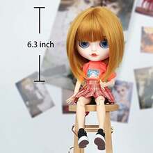 DMissuhair Cute Short Striaight Doll Wig For Blythe BOB Wig For Blythe Doll Hair Replacement Wig For Blythe Milk Fiber Doll Hair BE3-144R - BE3144R - 查看 2