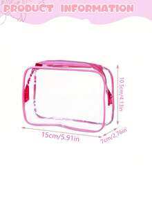 女士透明拉链化妆包，旅行必备收纳包 - 玫瑰红，多功能收纳袋，透明洗漱包，健身洗漱包，浴室收纳包，日常携带包，可放入随身行李。PVC钱包式设计。非常适合收纳化妆品、洗漱用品、玩具和其他物品。透明拉链化妆包，适合婚礼季、伴娘礼物、新娘礼物、情侣礼物、情人节等场合。