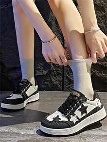 Giày thể thao đế cao casual mùa hè/thu 2026, giày unisex thời trang cao cấp thiết kế ngôi sao. - màu đen - Xem 3