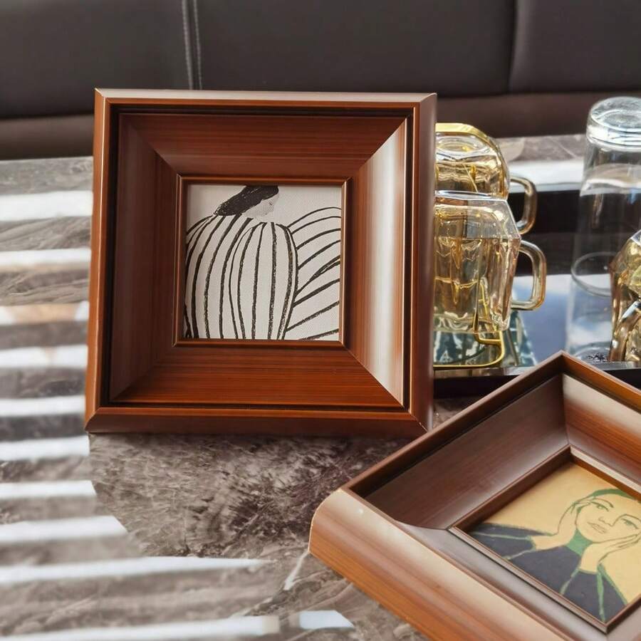 1幅法式中世纪风格复古装饰画，适用于客厅、卧室、餐厅橱柜墙面装饰，复古相框 - 彩色 - 查看 1