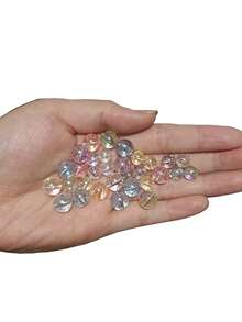 30pcs/Pack 8-10mm Acrylic Beads With Glittering Gold Powder, In Transparent & Colorful Onion Pattern, For Diy Bracelet, Necklace & Other Jewelry Making