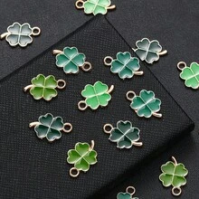 20pcs/Set Cute Green Four Leaf Clover Charms For DIY Bracelet Earrings Making Lucky Clovers Pendant Ornaments For St. Patrick's Day DIY Jewelry Making - Four-leaf Clover - View 3