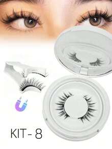 1 Pair Magnetic Eyeliner & Eyelashes Kit, Easy To Use Without Glue, Reusable False Lashes Tool, Suitable For Travel, Business Trip, Date, Hotel - Multicolor - View 9