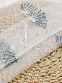 2pcs,Delicate Floral Embroidery Sheer Curtains - Light Filtering Sheer Drapes For Bedroom/Living Room - White - View 8