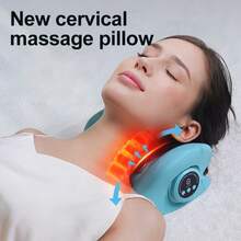 1pc Rechargeable 1500mAh Electric Cervical Massager Neck Shoulder Stretcher Relaxer Chiropractic Traction Device Massage Pillow ﻿