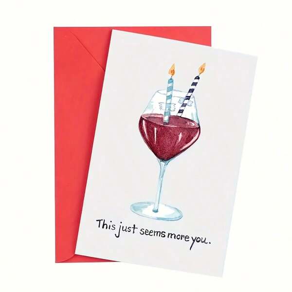 Funny Birthday Cards With Envelopes, Celebration Notes For Friends And Family, Humorous Wine Glass Designs, Birthday Decorations
