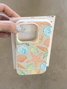 1pc White Starfish & Shell Pattern Full Coverage TPU Shockproof Phone Case, Compatible With IPhone 16, 15, 14, 13, 12, 11 Pro Max, Series - Kiểu 8 (1 chiếc) - Xem 9
