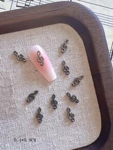 50-100個 3D合金音樂符號美甲飾品，金銀黑金屬高音記號與八分音符平底裝飾，DIY美甲與手工藝用品 - 彩色 - 查看 11
