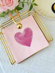 20张装，双层粉色爱心图案派对餐巾纸，婚礼情人节装饰纸巾，适用于餐厅和酒店