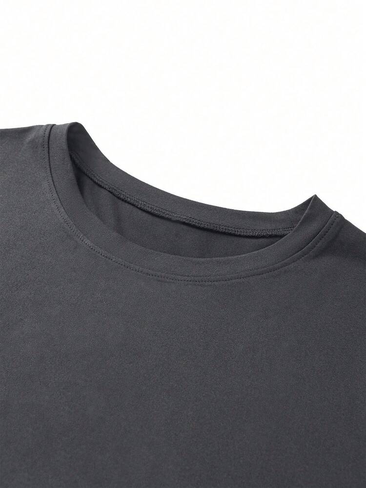 Camiseta casual de manga corta con cuello redondo y estampado de letra para hombres de talla grande, fácil de combinar, mejor regalo para amigos - Verde militar - Añade 10