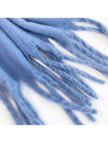 Women's Winter Plush Scarf With Tassel Trim - Luxurious Long Fringe Scarves, Soft Warm Windproof Collar For Cold Weather, Elegant White/Blue/Black/Pink Scarves (Non-Elastic, Hand Washable-Like Care) - Christmas Gift Accessory, Size 86 In*16 In - màu đen - Xem 9