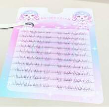 DOUDOUTIAN 80pcs/Pack Cool Feeling Individual Eyelash Extensions, Natural & Realistic Transparent Stem False Lashes, Length 5mm-7mm - Black - View 7