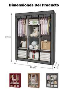 Closet Armable Ropero Rack Guardaropa Recamara Organización, Bonito, Práctico Y Resistente. Armario Plegable Organizador de Ropa,navidad - Gris - Ver 12