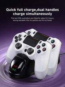 2.5 小时快速充电底座，带保护芯片和 LED 指示灯，兼容 PlayStation 4 充电适配器 - 黑色 - 查看 5