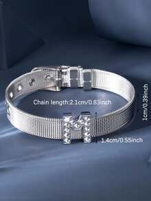 1件个性化光滑A-Z字母吊坠手链，女士DIY定制姓名字母可调节手链