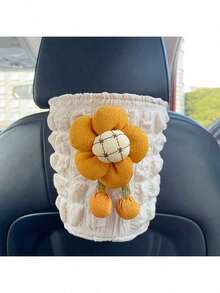 保持爱车清洁整洁——可爱花朵创意悬挂式车载垃圾桶，扶手箱垃圾桶，车载小物件收纳桶