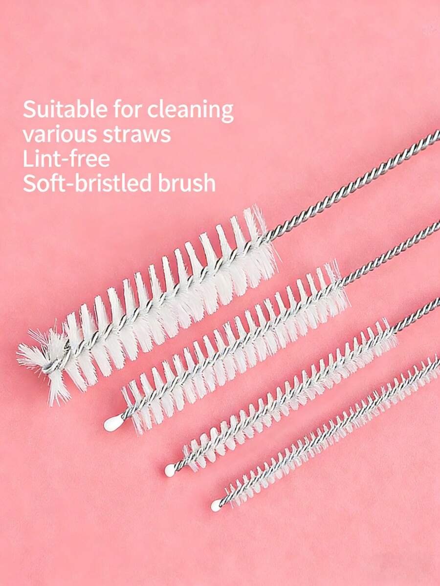 5pcs Stainless Steel Bendable Bottle Brush, Nipple Brush, Cup Lid Brush, Soft Bristle Straw Brush, Cleaning Accessories - Multicolor - View 1