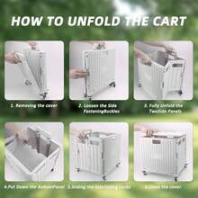 35 KG Folding Shopping Trolley With Lid Collapsible Utility Cart For Storage Laundry Sports And Crafts Portable Boot Cart Box With Telescopic Handle Multipurpose Rolling Organiser White