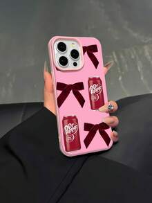 Estuche para teléfono con patrón de lazo de terciopelo Dr Pepper compatible con estuches para teléfonos   17  16 Pro Max  15 Pro Max  13 y  12 Duradero, vibrante y elegante Un gran regalo para familiares, amigos, seres queridos y novios/novias - Rosa - Ver 5
