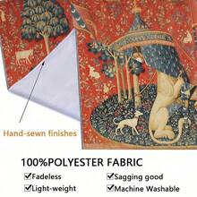 1件中世纪淑女与独角兽挂毯，欧式皇家风格，适用于客厅和卧室的墙面装饰 - 彩色 - 查看 9