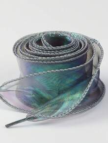 1 Pair 4cm Wide Iridescent Tulle Silk Shoelaces, Wavy Lace Ribbon Mermaid Tail Shoelaces - Multicolor - View 15