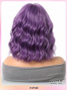 Tóc giả ngắn xoăn màu tím TOPSHE 12 inch có mái, tóc giả tổng hợp chịu nhiệt, tóc giả thanh lịch dành cho nữ, tự nhiên và chân thực, phù hợp để sử dụng hàng ngày, Halloween, Giáng sinh, Cosplay, hoàn thiện mờ, Ngày Valentine, quà tặng, trang phục lễ hội. - Màu tím - Xem 7