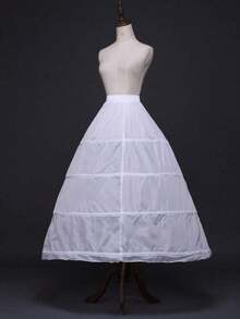 One Piece Of Women White Bridal Wedding Dress Petticoat With 4 Steel Hoops, Without Wire, For Photography Studio Or Dance Dress, Waistband Adjustable Lining Dress. Halloween Fall Clothes For Women - trắng - Xem 3
