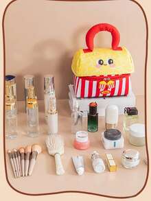 Cute & Thick House-Shaped Makeup Bag, Large Capacity Makeup Organizer Bag, Compartmentalized Storage Bag, Can Be Used As A Gift, Children's Gift, Zipper Closure, Soft Handle, Portable Toiletry Bag - Multicolor - View 11