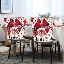 2 piezas/4 piezas Funda para silla del Día de San Valentín, funda para silla con corazón rojo, removible, adecuada para el Día de San Valentín, aniversarios, decoración de mesa de comedor familiar y protección de silla - Multicolor - Ver 10