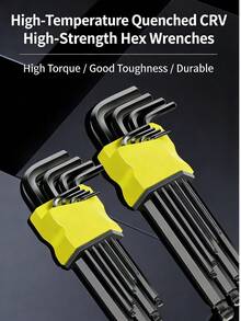 9件套高硬度长臂内六角扳手套装，内六角扳手和螺丝刀组合工具套装 – 便携式汽车维修和家用手动工具，男士理想礼物 - S2 - 查看 2