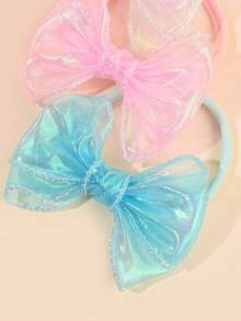 3pcs Colorful Ribbon Bow Headband,Breathable And Comfortable Hair Band,Elegance Hair Accessories For Baby Infant Luminous Grace Party Favors - Multicolor - View 5
