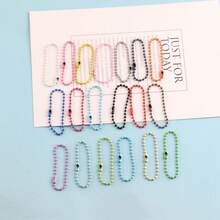 100/200pcs Colorful Round Beads Chain Keychain, Suitable For DIY Bracelet, Keychain, Pendant Accessories (Ideal For Hanging Decorations And Tags) - Multicolor - View 6