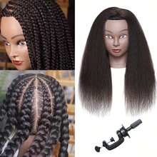 Đầu ma-nơ-canh làm từ 100% tóc thật, dùng để đào tạo thợ làm tóc, thực hành nhuộm, cắt, tết tóc tại salon làm đẹp, kèm kẹp giữ. - Xem 2